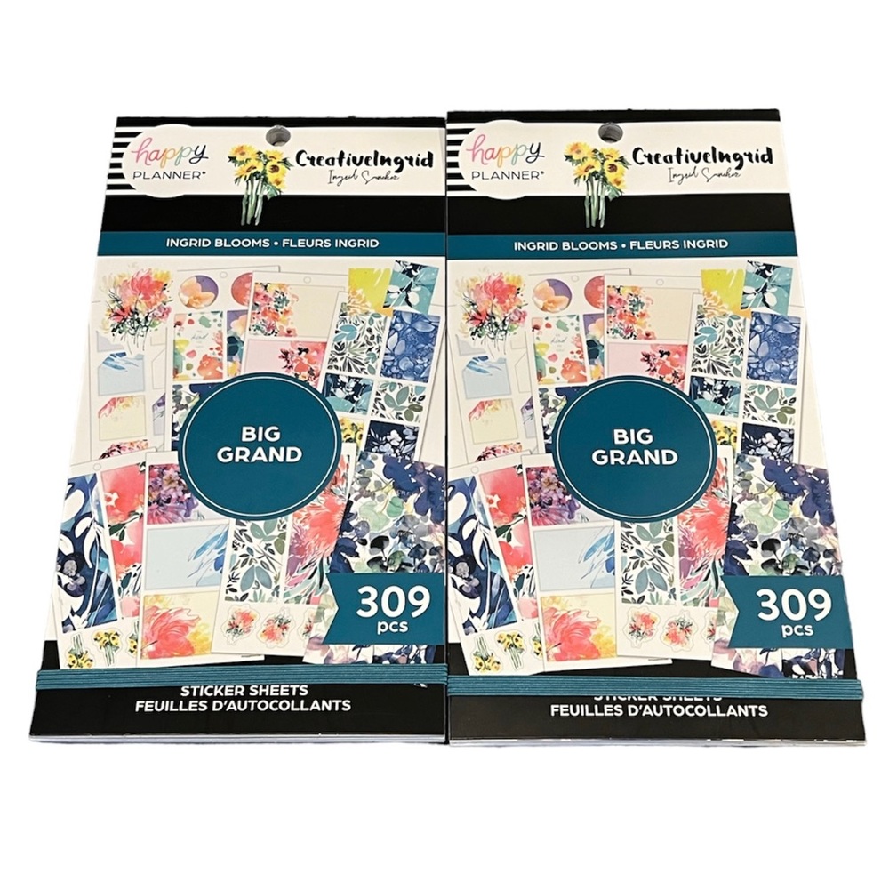 Happy Planner Lot of 2 Stickers INGRID BLOOMS • FLEURS INGRID Big Grand